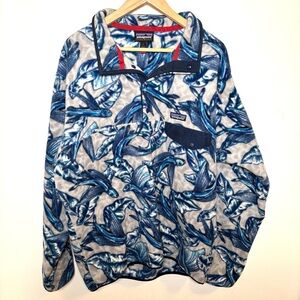 Rare Patagonia Blue Fishes Synchilla 1/4 Fleece - Large - LNWOT